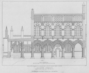Roslyn Chapel, sectie van de zuidkant van het koor, gegraveerd door Richard Roffe, 1810 door Joseph Michael Gandy